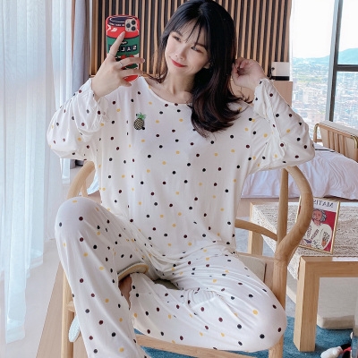 

Spring And Autumn Pure Cotton Long-Sleeved Trousers Casual Home Clothes Suit, Size: XL(As Show)