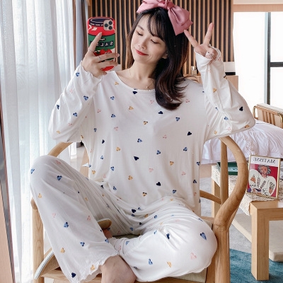 

Women Spring And Autumn Pure Cotton Long-Sleeved Trousers Casual Home Service Suit, Size: M(As Show)