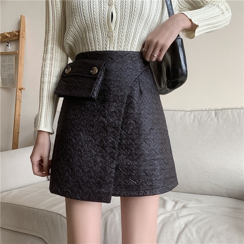 

Autumn And Winter High Waist A-Line Hip Skirt, Size: S(Black)