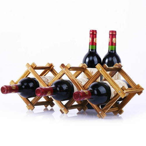 

2 PCS Solid Wood Wine Rack Decoration Folding Home Living Room Wine Bottle Display Rack, Number of layers (specifications): 5-bottle
