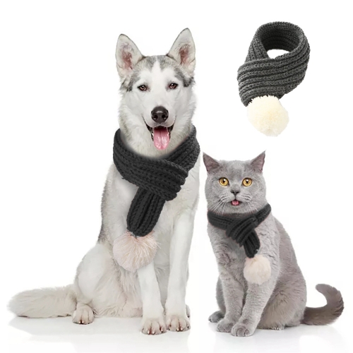 

Pet Christmas Scarf Holiday Cross-dressing Cotton Wool Scarf, Size: S(Gray)