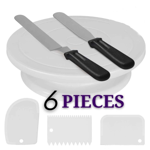 

6 PCS/Set Cake Turntable Set Decorating Table Decorating Mouth Silicone Bag Baking DIY Combination