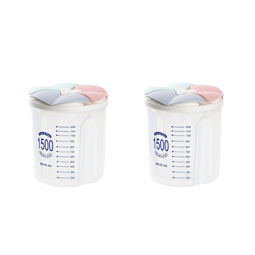 

2 PCS Kitchen Petals Moisture-proof Storage Cans Plastic Compartment Sealed Food Cans, Capacity:3 Grids