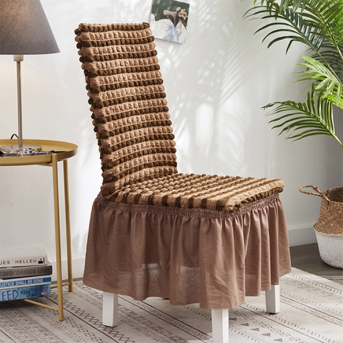 

Bubble Skirt Chair Cover Household Elastic Universal One-piece Seat Stool Cover Fabric Grid Chair Cover, Size: Universal Size(Coffee Strip)