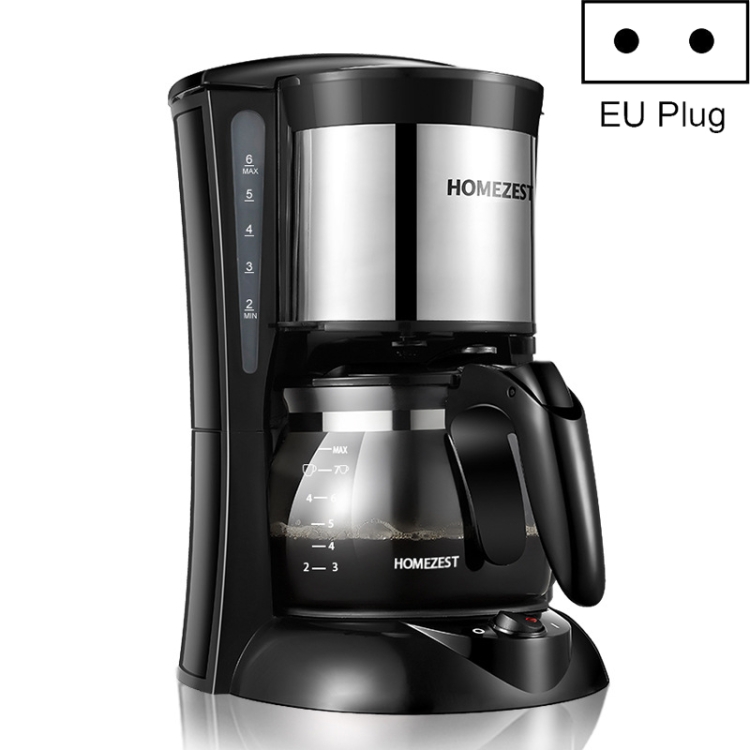 

HOMEZEST Household Coffee Machine Portable Stainless Steel Automatic Coffee Machine, Colour: Black(EU Plug)