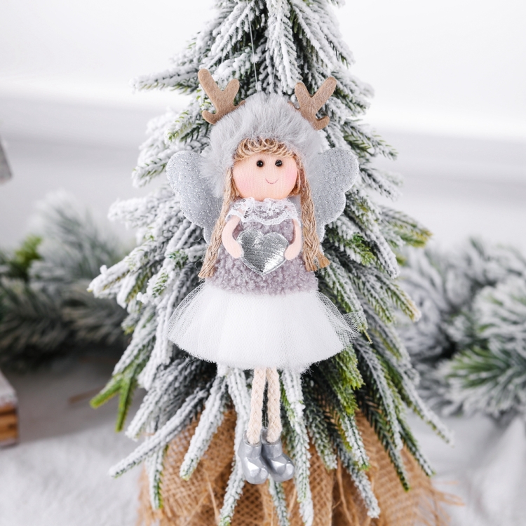 

3 PCS Christmas Decorations Christmas Tree Pendant Children Gift Doll, Style:Peach Heart Girl(Grey)