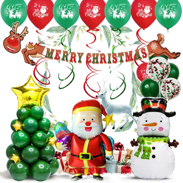 

12 Inch Christmas Balloon Combination Set Christmas Scene Decoration(Elk Pull Flag Set)
