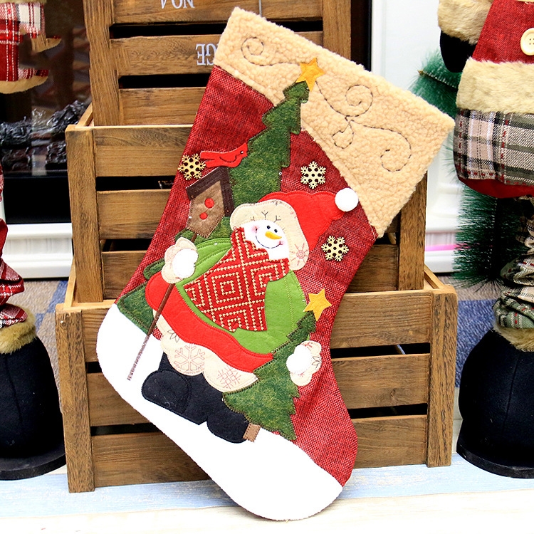 

Christmas Cartoon Stocking Window Pendant Gift Bag(Red )