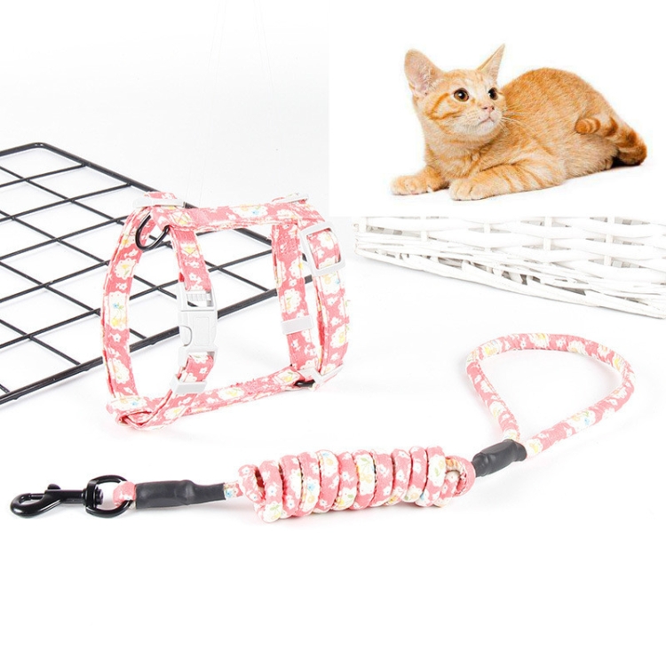 

2 PCS Pet Adjustable Traction Rope Cat Leash, Size:S(Pink)