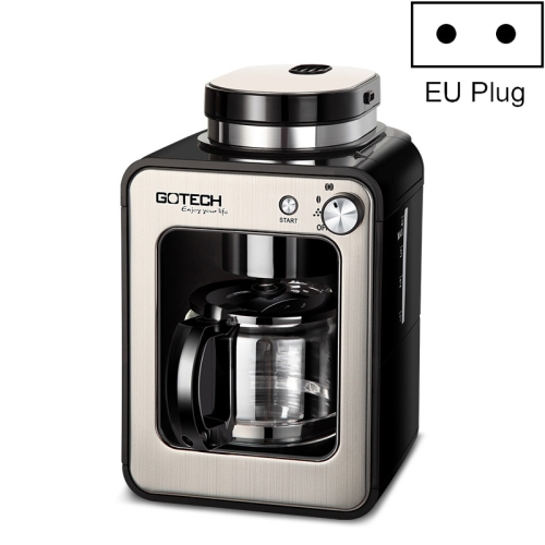 

GOTECH Household Small Coffee Machine Automatic Grinding Integrated Commercial Freshly Ground Drip Coffee Pot, Style:EU Plug(Black)