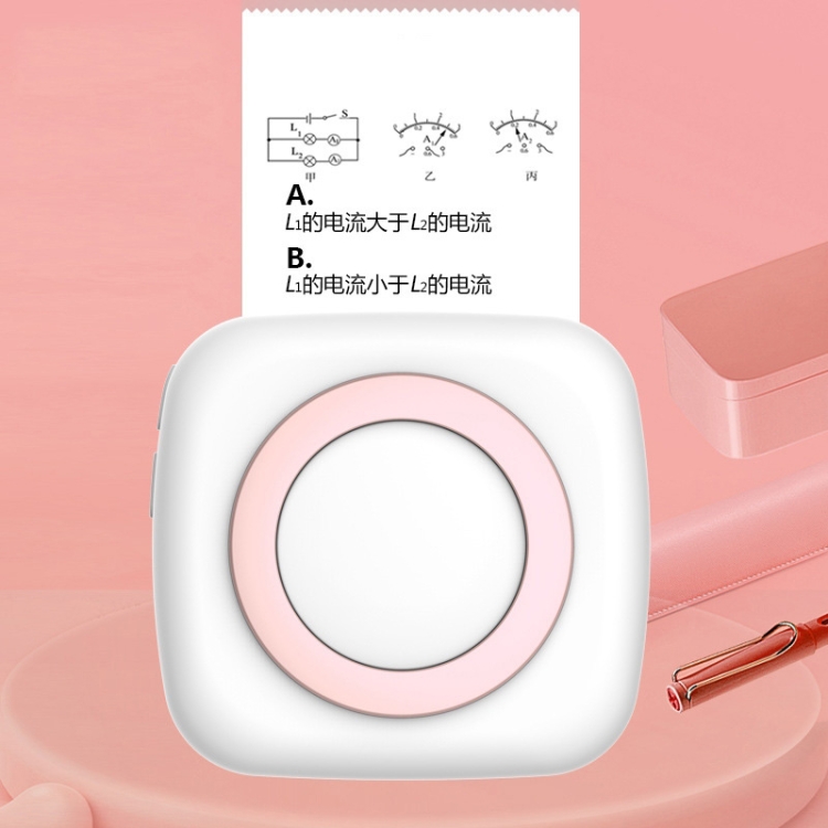 

HD Portable Printer Student Pocket Copier Mini Photo Label Printer, Style:Standard Edition(Pink White)