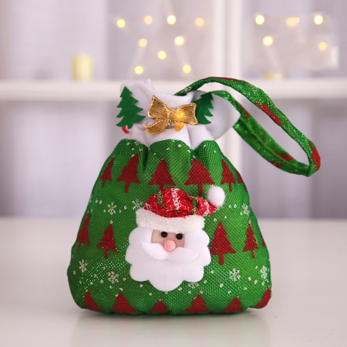 

3 PCS Christmas Decorations Candy Gift Bag Tote Bag(Green Old Man )