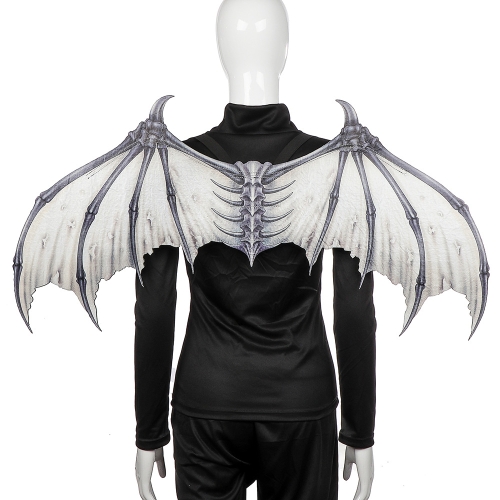 

Halloween Carnival Party Props Creative Foldable Non-woven Fabric Devil Bone Wings(White Black Bone)