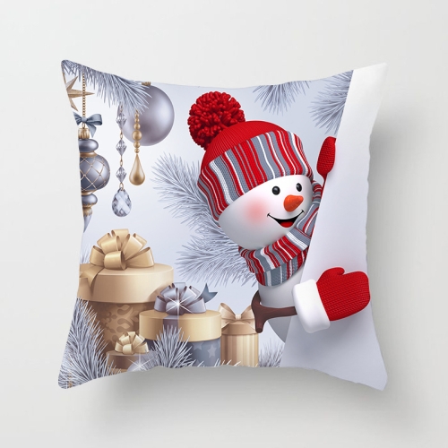 

3 PCS Christmas Peach Skin Sofa Pillowcase Cartoon Living Room Bedroom Pillowcase Without Pillow Core(Snowman 12)