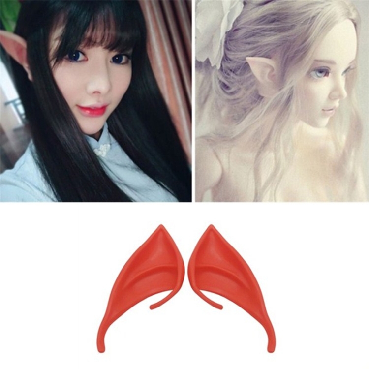 

10 Pairs Halloween Elf Latex Ears Cosplay Props, Size:10cm(Red)