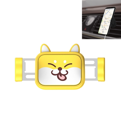

Cute Pet Car Mobile Phone Holder Air Outlet Snap-in Car Automatic Car Mechanical Support Navigation Bracket(Shiba Inu Little Yellow)