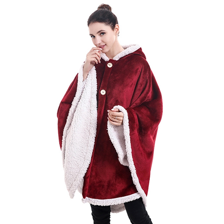 

Flannel Solid Color Soft and Warm Shawl Blanket, Colour: Wine Red