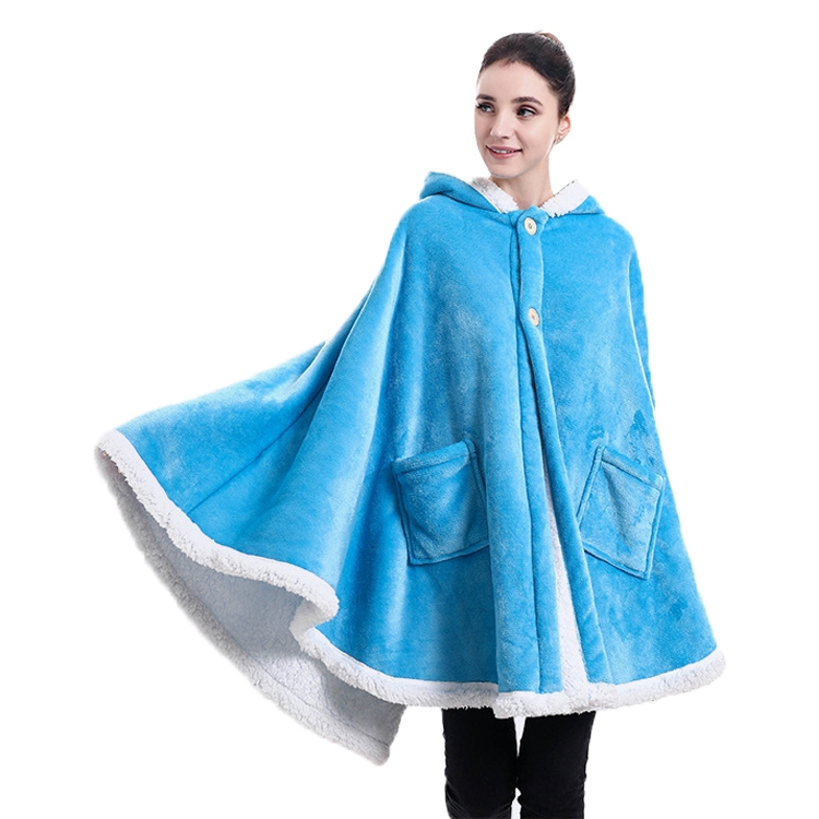 

Flannel Solid Color Soft and Warm Shawl Blanket, Colour: Blue