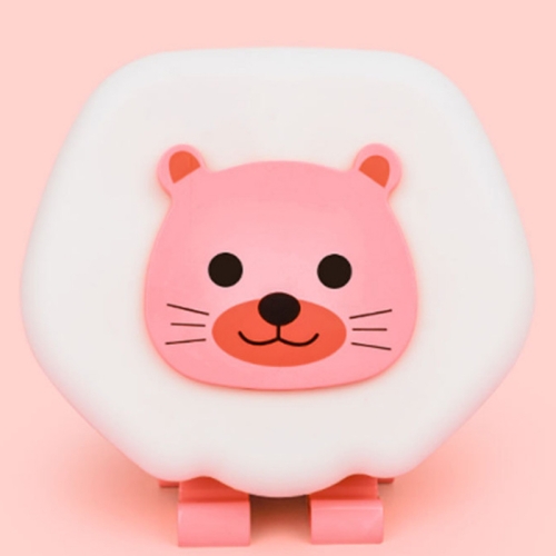 

Mini USB Cartoon Silicone Night Light with Phone Holder, Style:Lion(Pink )