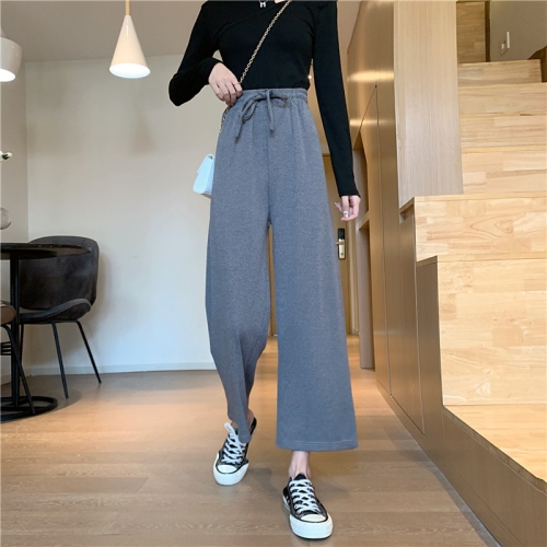 

Autumn High Waist Loose Drape Straight Casual Wide-Leg Pants, Size: S(Gray)