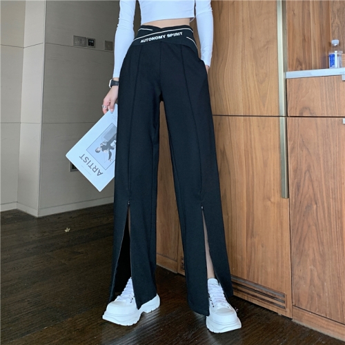 

Wide-Leg Pants Autumn High Waist Drape Suit Straight Loose Mopping Trousers, Size: L(As Show)
