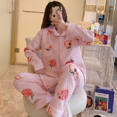 

Air Cotton Confinement Clothes Thickened Autumn And Winter Postpartum Breastfeeding Pregnant Women Pajamas, Size: XXXL(As Show)