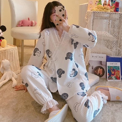 

Air Cotton Confinement Clothes Thickened Autumn And Winter Postpartum Breastfeeding Pregnant Women Pajamas Pregnant Women, Size: M(As Shown)