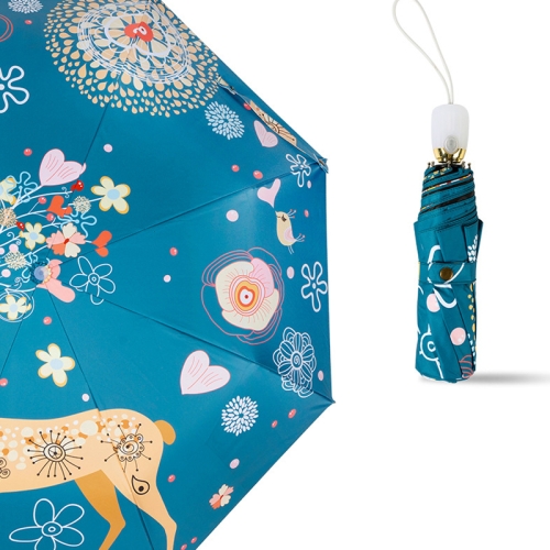 

Small Fresh Vinyl Folding Cartoon Forest Rain and Sun Dual-use Umbrella, Style:Automatic