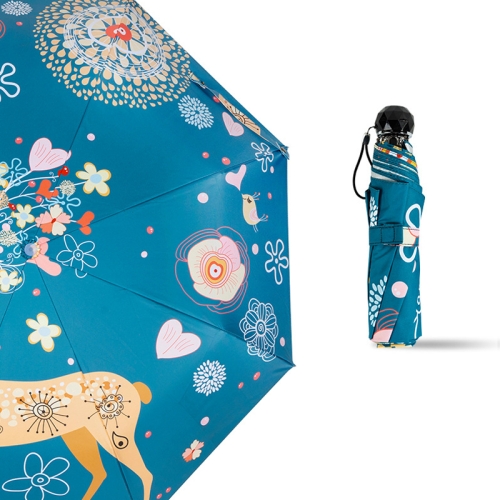 

Small Fresh Vinyl Folding Cartoon Forest Rain and Sun Dual-use Umbrella, Style:Manual