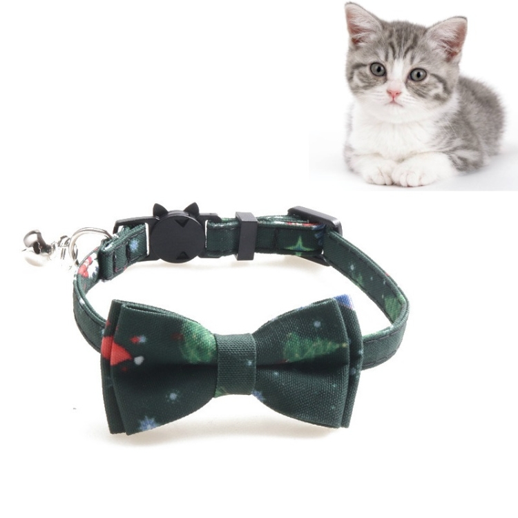 

4 PCS Christmas Snowman & Tree Pattern Pet Collar with Bells, Style:With Bow(Green)