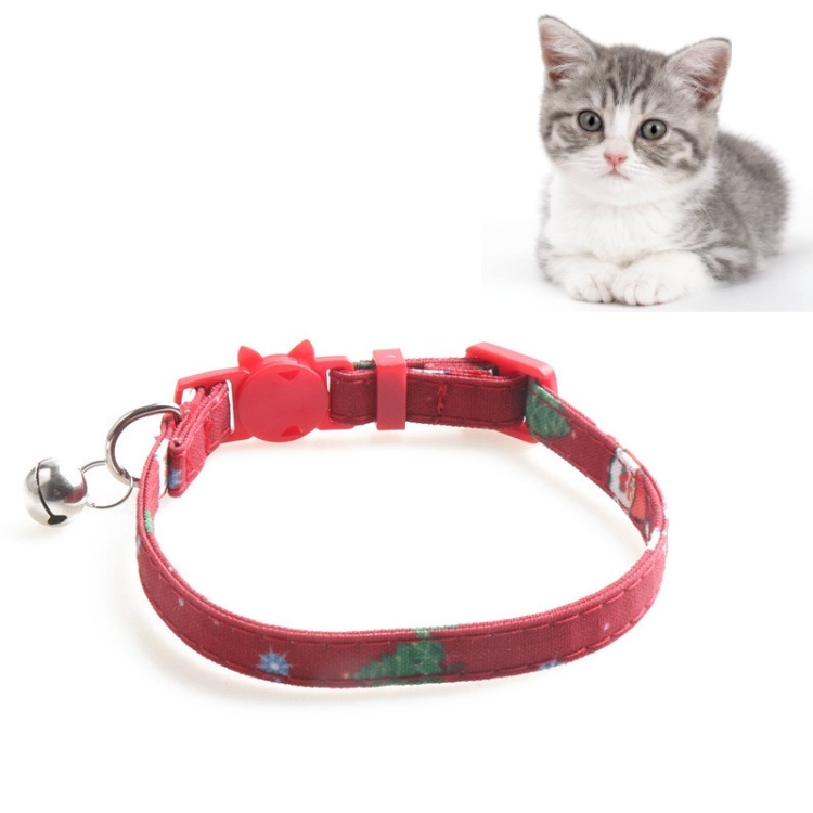 

4 PCS Christmas Snowman & Tree Pattern Pet Collar with Bells, Style:Without Bow(Red)