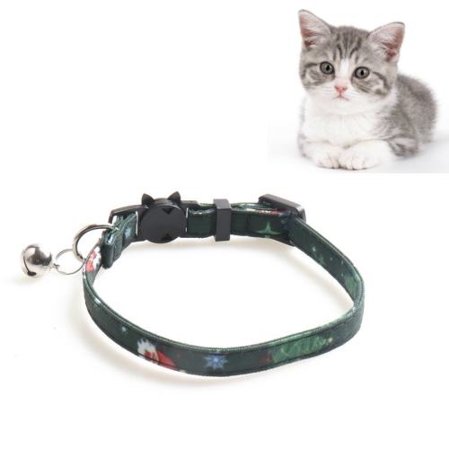 

4 PCS Christmas Snowman & Tree Pattern Pet Collar with Bells, Style:Without Bow(Green)