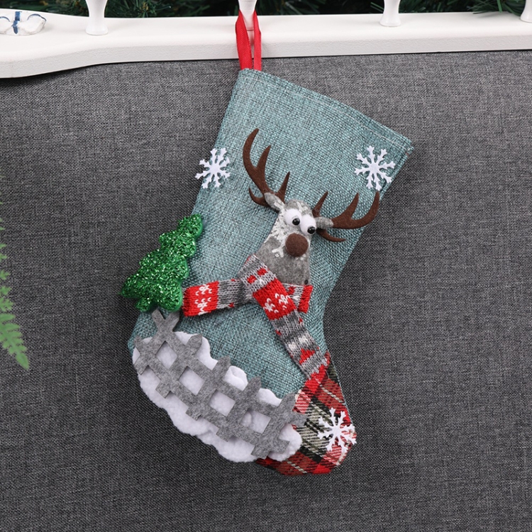 

3 PCS Christmas Decorations Medium Christmas Stocking Gift Bag(Elk)