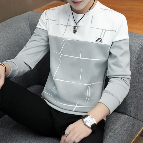 

Long Sleeve Crew Neck Printed SweaterShirt Bottoming Shirt, Size: XL(Gray)
