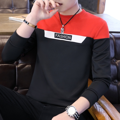 

Long Sleeve Round Neck Sweatershirt Bottoming Shirt, Size: XL(Red)