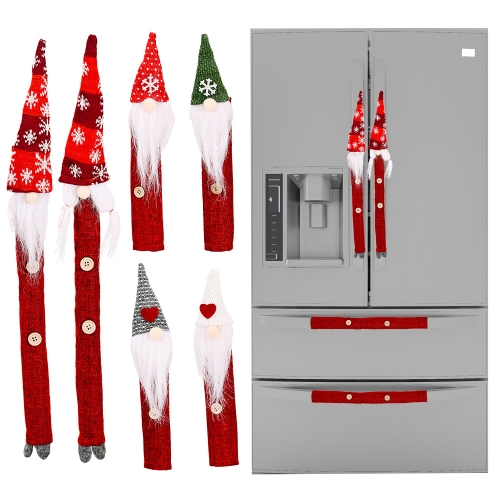 

8 PCS / Set Christmas Ornaments Snowflake Forest Elderly Gloves Fridge Gloves Microwave Protective Cover