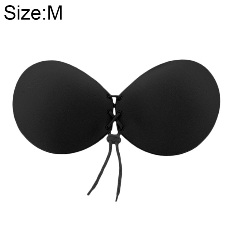 

Women Self-Adhesive Strapless Bandage Blackless Solid Bra Silicone Underwear Invisible Bra, Size:M(Round Black)