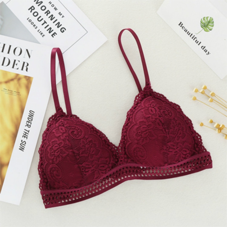 

Triangle Cup Sexy Lace Girl without Rim Underwear Thin Section, Size:One Size(Wine Red)