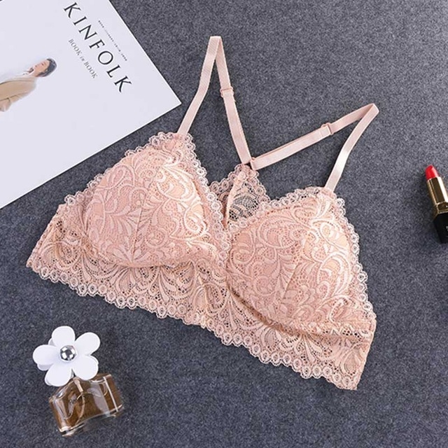 

Camisole Female Wrapped Chest Tube Top Underwear Sexy Lace Gathered Base Bra with Chest Pad, Size:One Size(Skin)