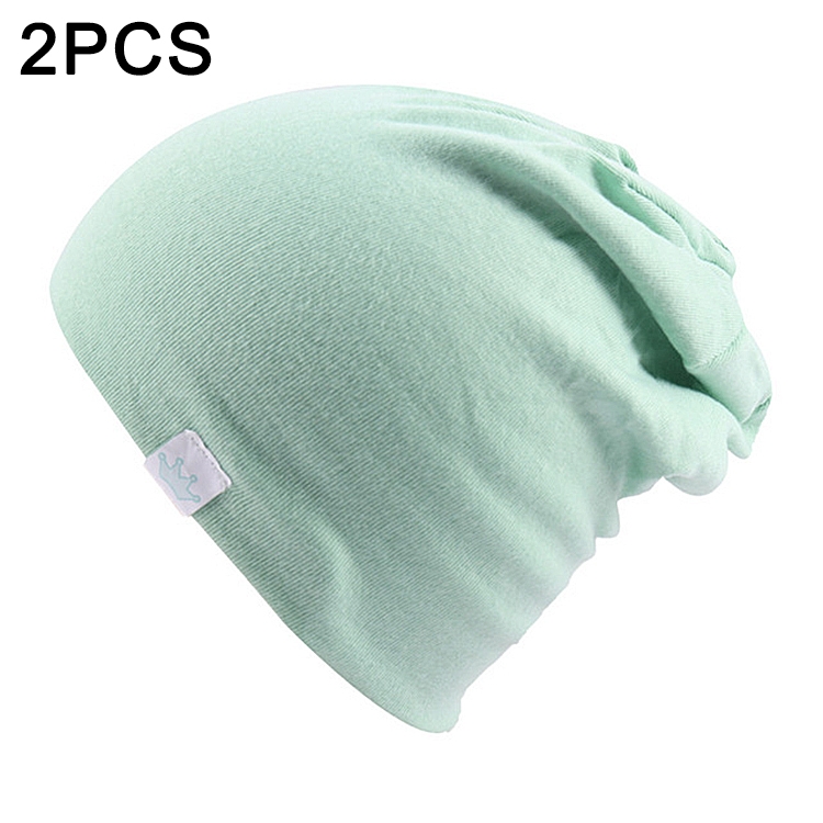 

2 PCS Cute Solid Knitted Cotton Hat Beanies Autumn Winter Warm Earmuff Colorful Crown Caps For Newborn Baby Children(Fruit Green)