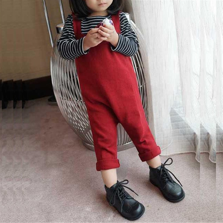 

Children Cotton Wool Knit Bib Jumpsuits, Kid Size:4Y(Red)