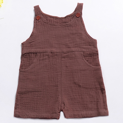 

Summer Children Solid Color Jumpsuit Bib Shorts, Kid Size:80cm(Coffee)