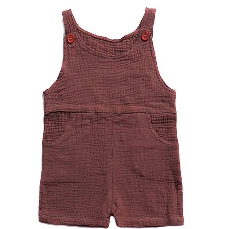 

Summer Children Solid Color Jumpsuit Bib Shorts, Kid Size:100cm(Coffee)
