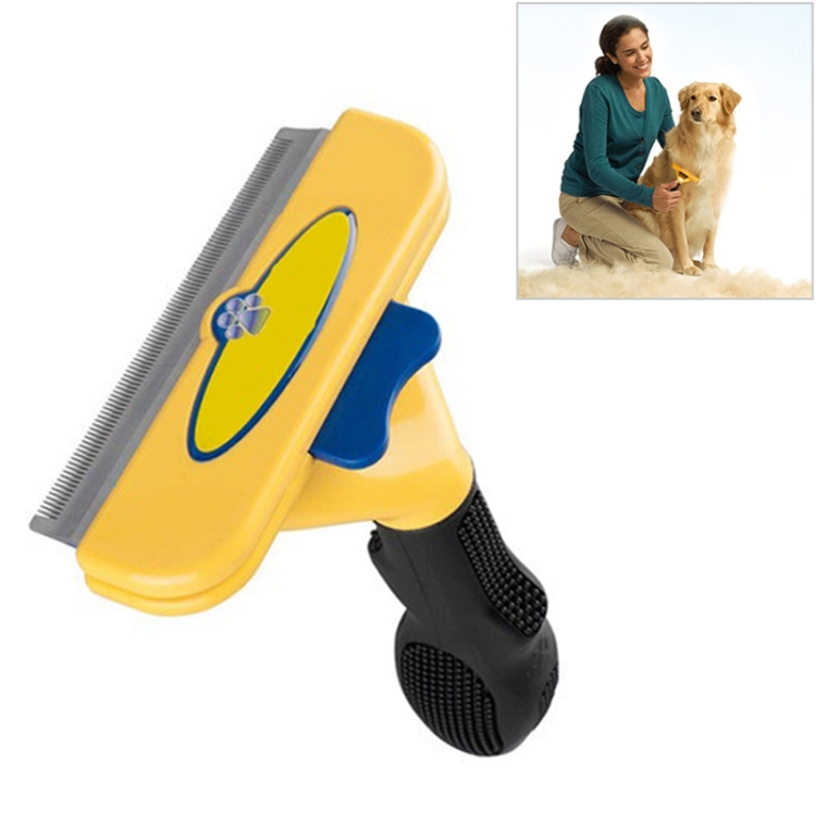

Large Medium and Small Dog Cat General Pet Hair Removal Comb, Size:Short hair(Yellow L)