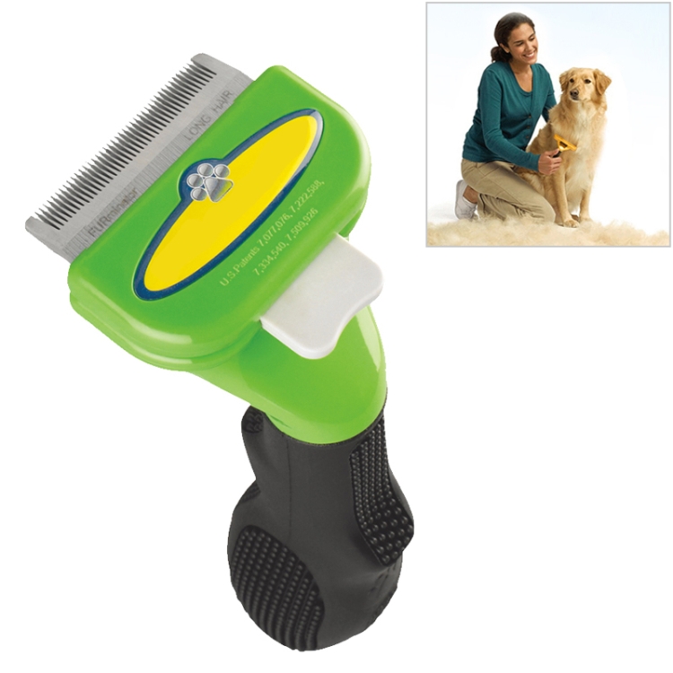 

Large Medium and Small Dog Cat General Pet Hair Removal Comb, Size:Long hair(Green S)