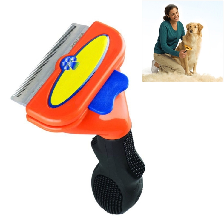 

Large Medium and Small Dog Cat General Pet Hair Removal Comb, Size:Long hair(Orange M)