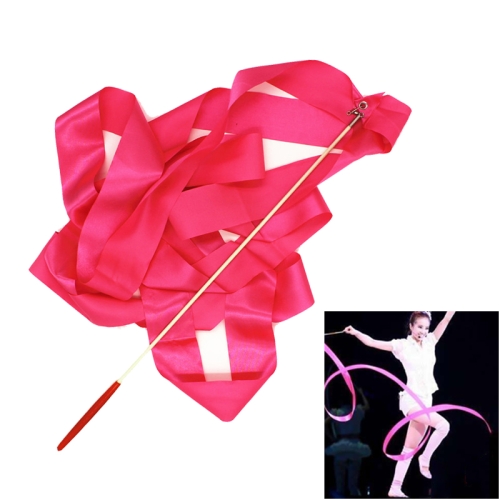 

5 PCS 4 m Artistic Color Gymnastics Ribbon Dance Props Children Toys(Rose Red)