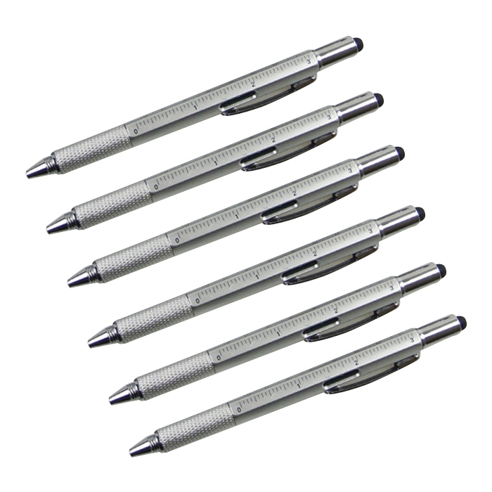 

6 in 1 Multi-function Ballpoint Screwdriver Pen Scale Ruler Touch Screen Pen Tool Teaching Office Supplies