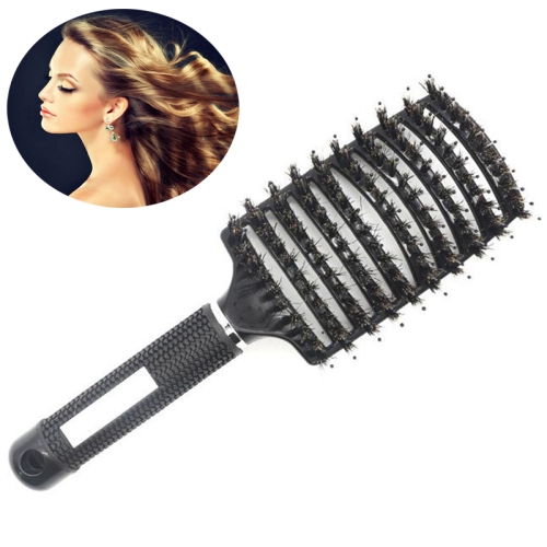 

Hair Scalp Massage Comb Hairbrush Bristle Nylon Women Curly Detangle Hair Brush for Salon Hairdressing Styling Tool(Black)