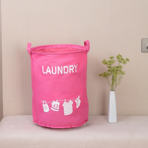 

Oxford Foldable Dirty Cloth Basket Kid Toy Storage Organizer Hamper Laundry Bucket with Handle(Pink)